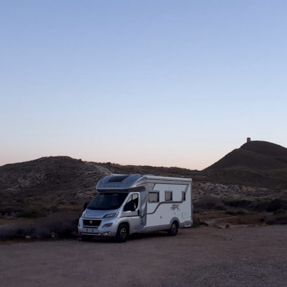 The motorhome at the beach just outside Carboneras