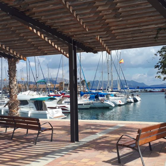 The marina at Mazarron with nice sitting area