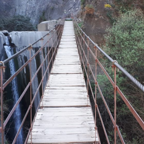 Los Cahorras suspended bridge - a bit wobbly!