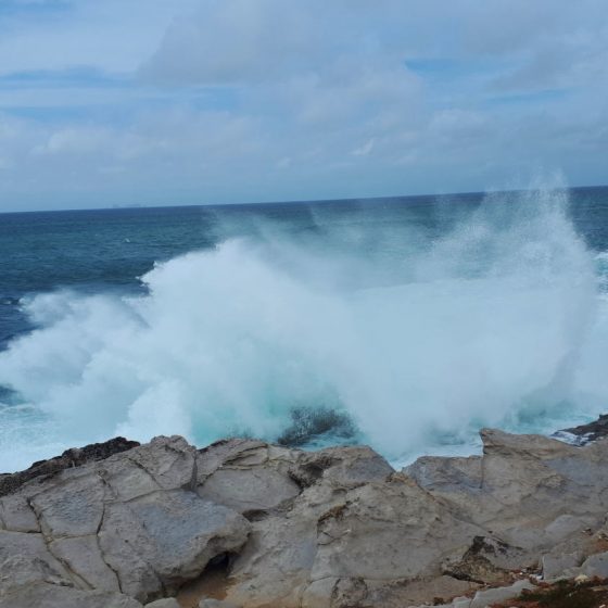 Waves powering into the rocks on the Baleal peninsula