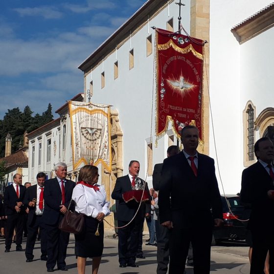 The beginning of the procession and the parish banners