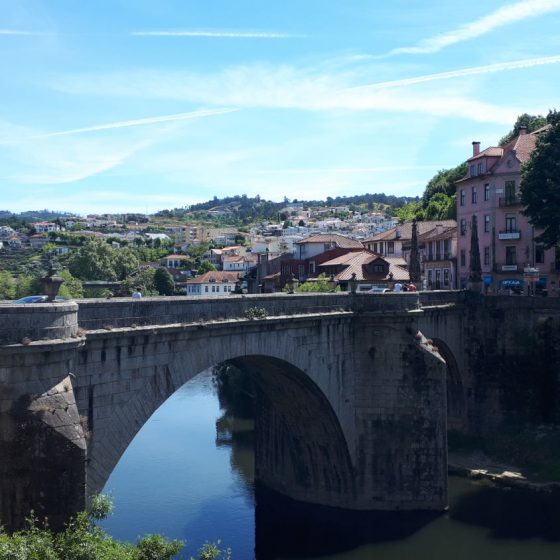 View of the bridge from the opposite side of the river