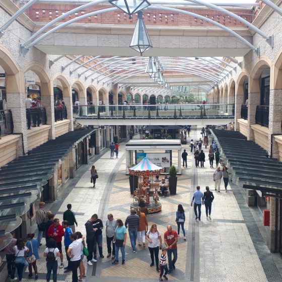 The town's shopping centre with 76 shops and 11 restaurants