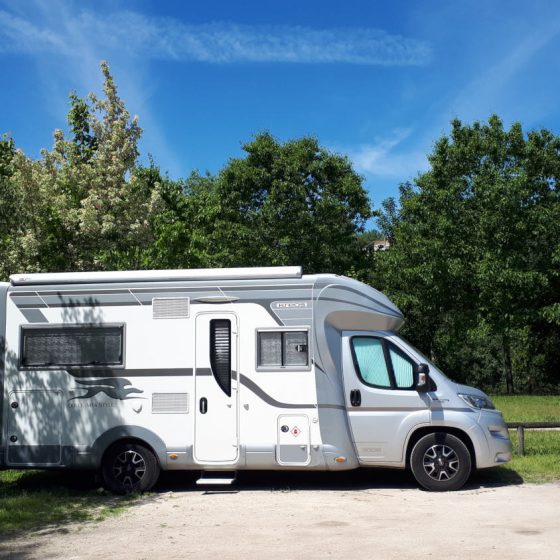 Buzz Laika the motorhome, in his nice spot in the corner