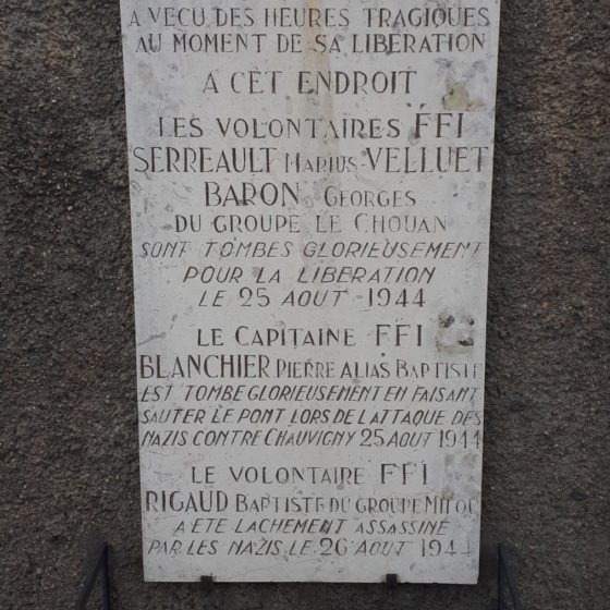 Chauvigny sign on the bridge over the Vienne river