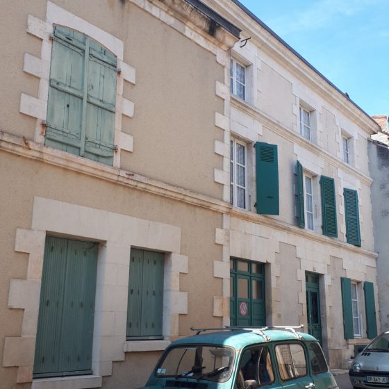 Green shutters, retro green car - so French!