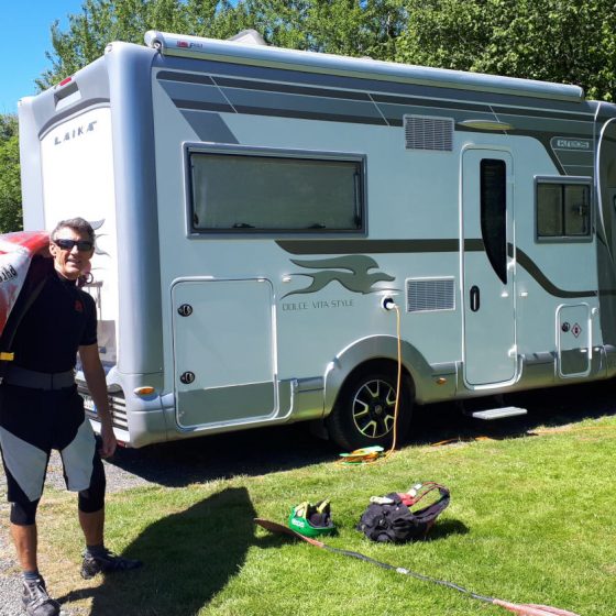 Buzz Laika the motorhome parked up in Tyn Cornel campsite