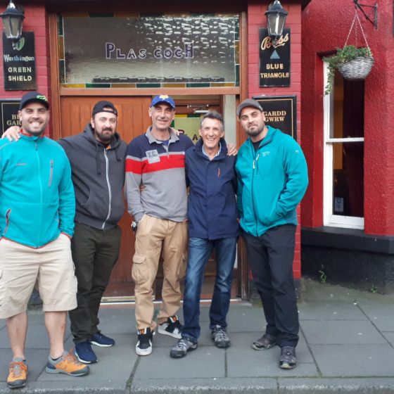 Julian and his mates outside the Plas Coch in Bala