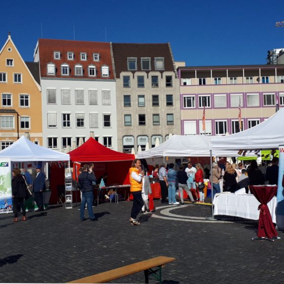 The town hall square and event tents