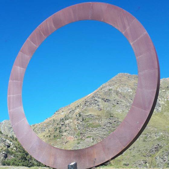 Andorra - giant O sculpture on the road from Ordino
