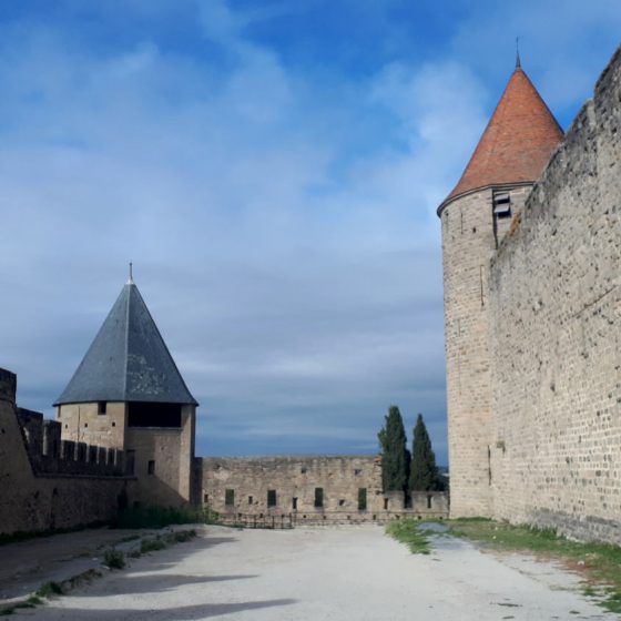 Carcassonne towers with restored turrets