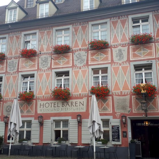 Interesting decoration on this Freiburg hotel