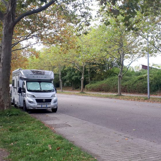 Buzz parked on a quiet street, 20 minutes walk from the centre of Freiburg