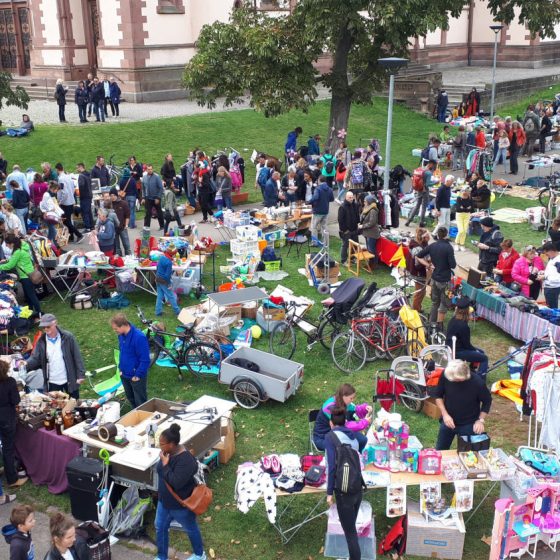 The huge second hand sale on the green by the church