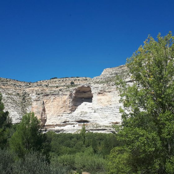 The sides of the Jucar gorge rising up encircling the town