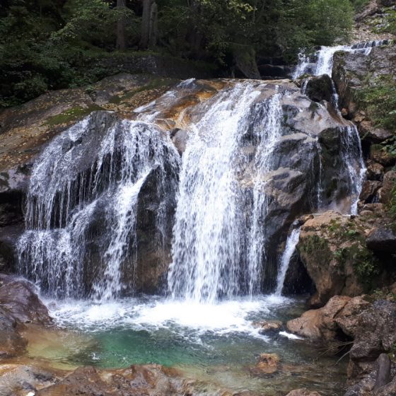 Raging water gushing down the Pöllatschlucht Wasserfall