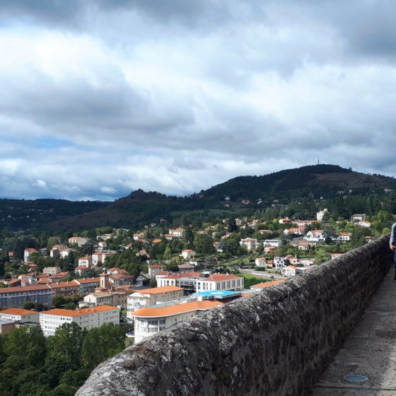 Walking along the walls around the chapel