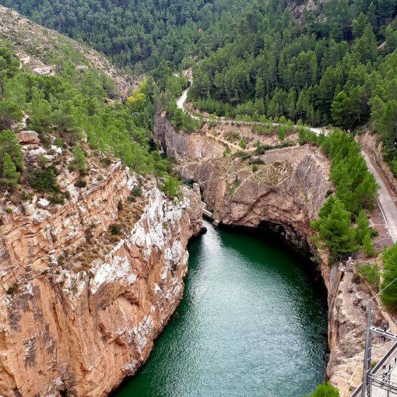 The Turia river running through the Benageber dam