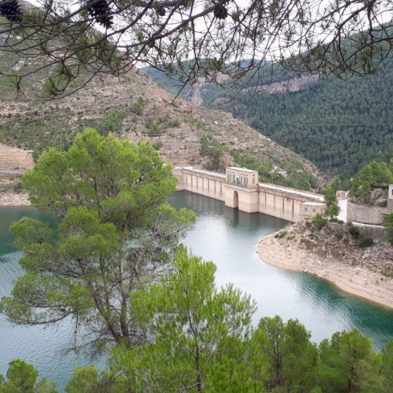 View of the Benageber reservoir from our scrambled up roadside perch