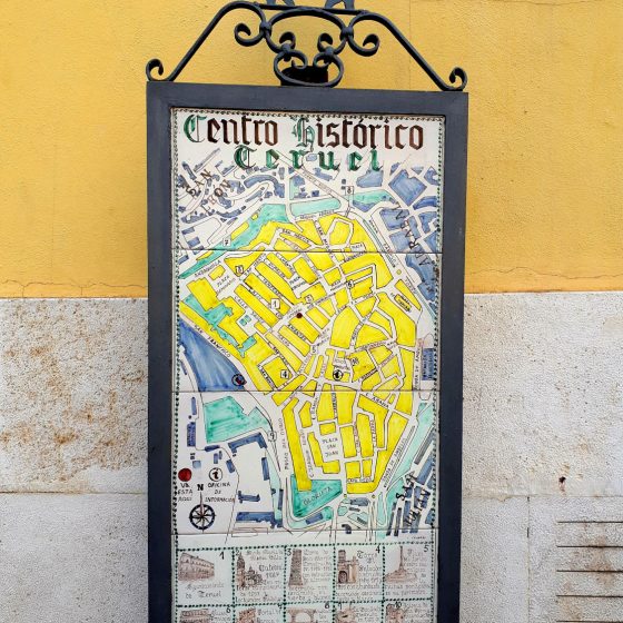Teruel historic centre town sign