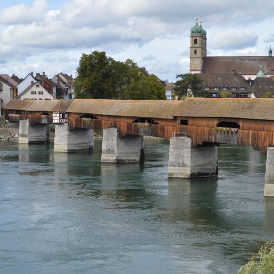 German Swiss border bridge across the Rhine